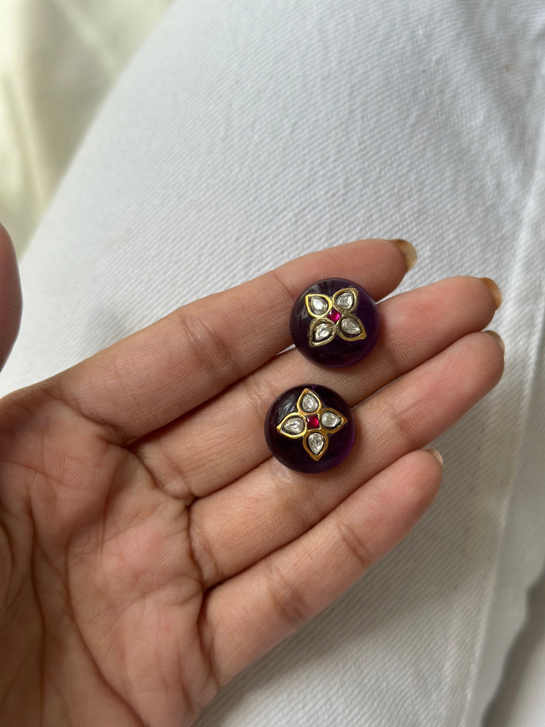 Amethyst Kundan Studs