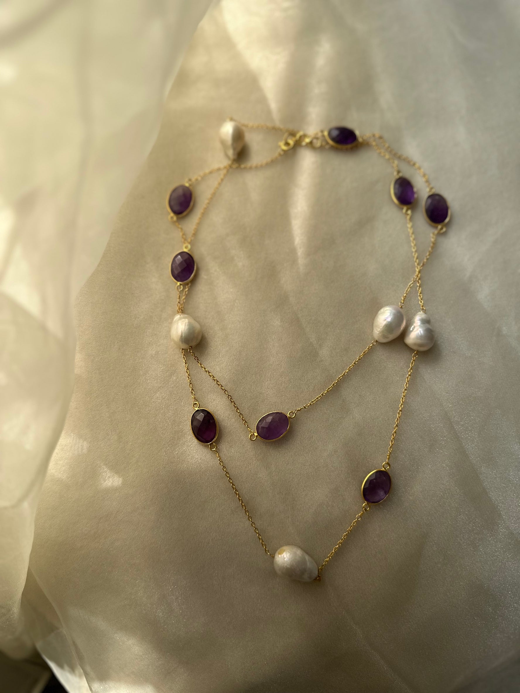 Baroque Amethyst Long Chain