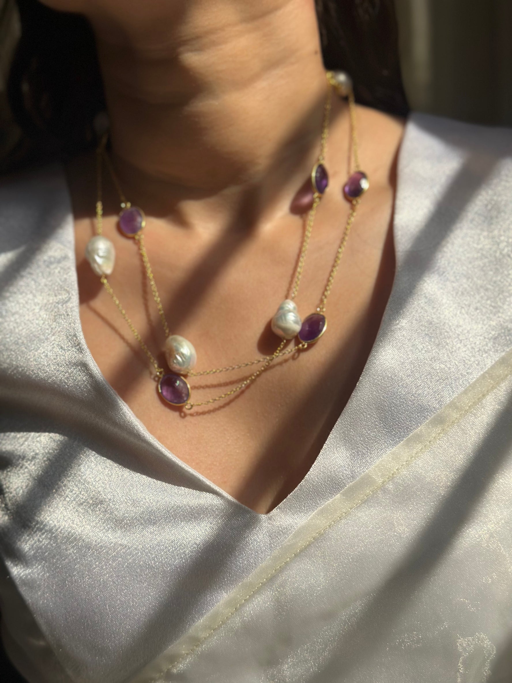 Baroque Amethyst Long Chain