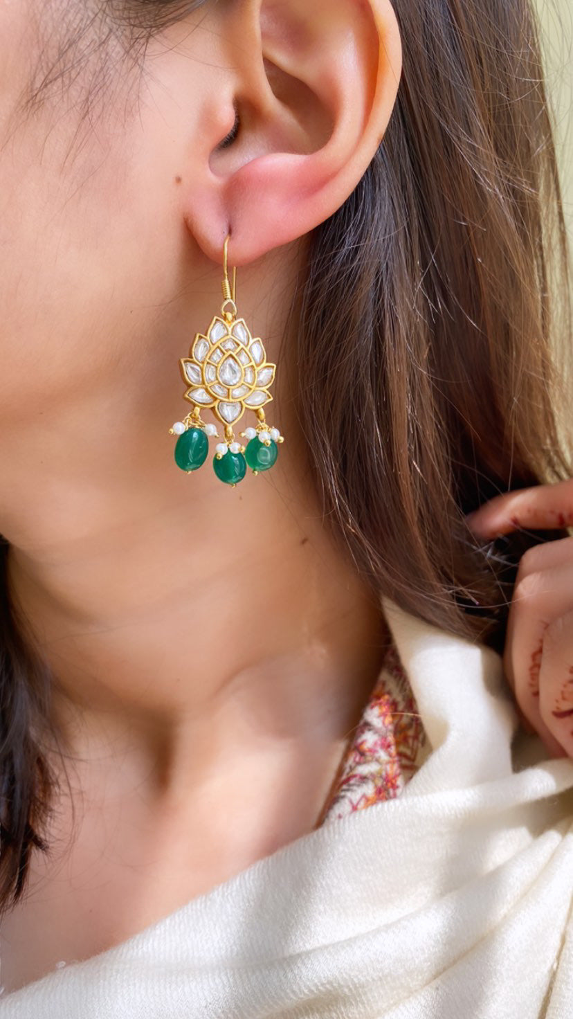 Navratna Lotus Earrings