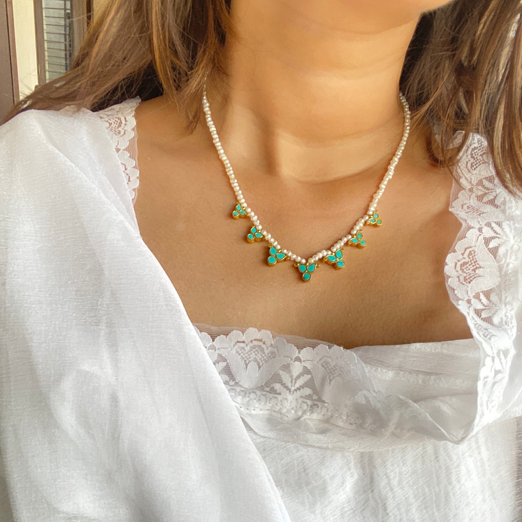 Turquoise Pearl Necklace