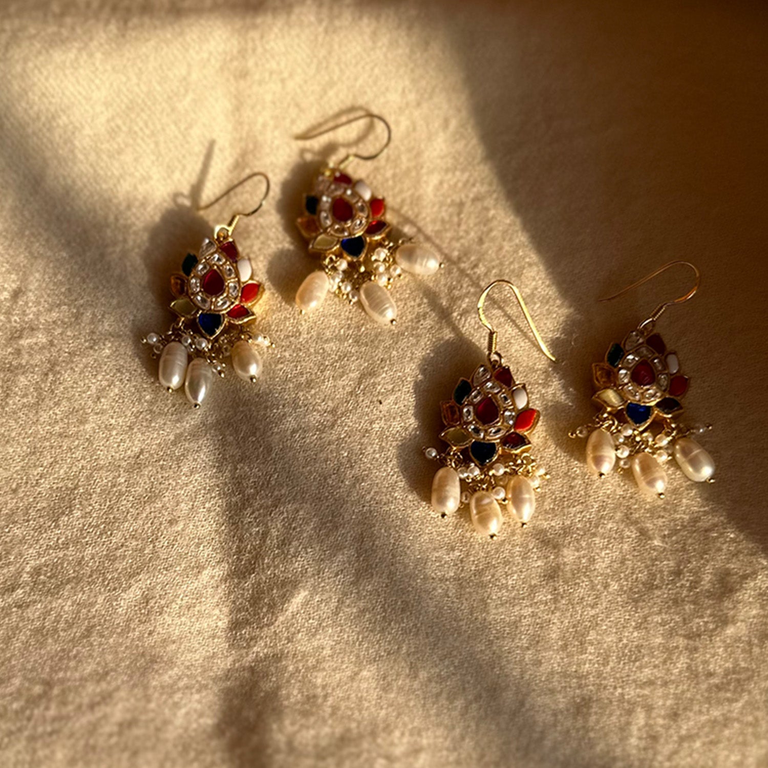 Navratna Lotus Earrings