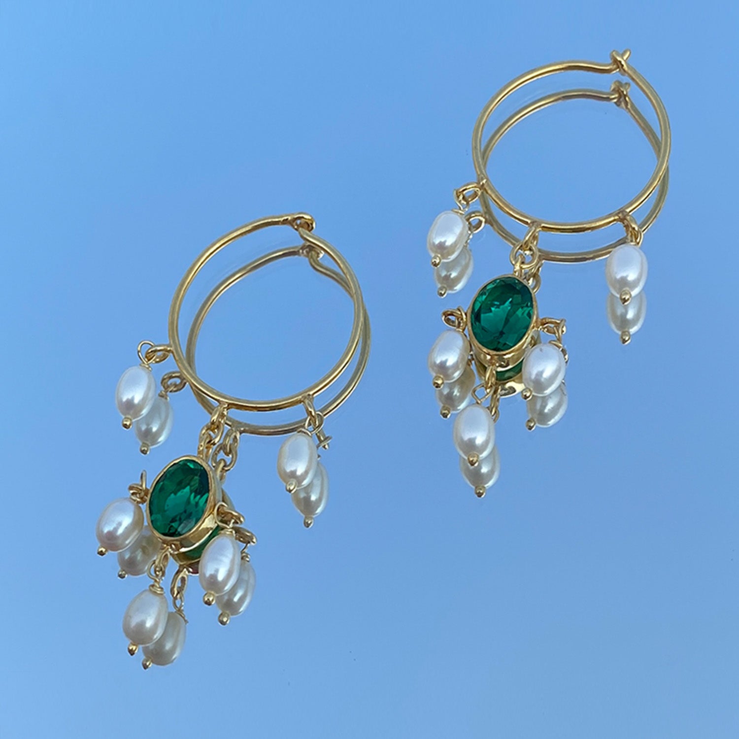 Noor Emerald Hoops