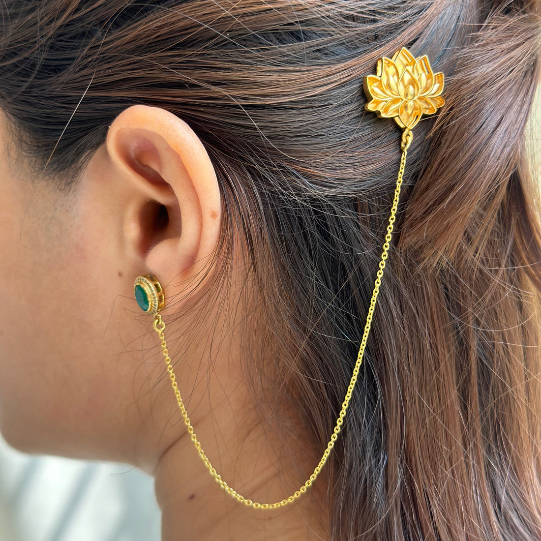 Padma Hair Chain Earrings (A Pair)