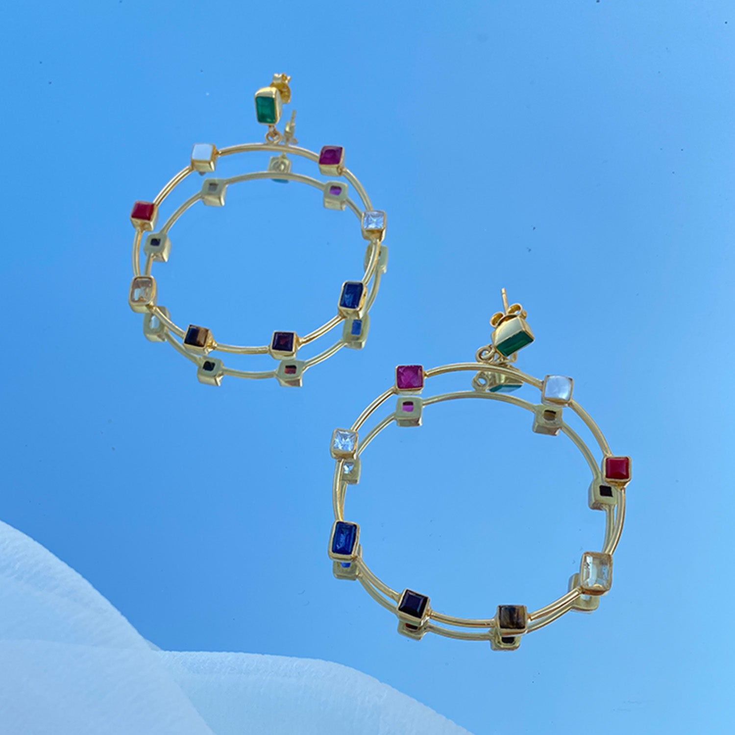 Navratna Hoop Earrings