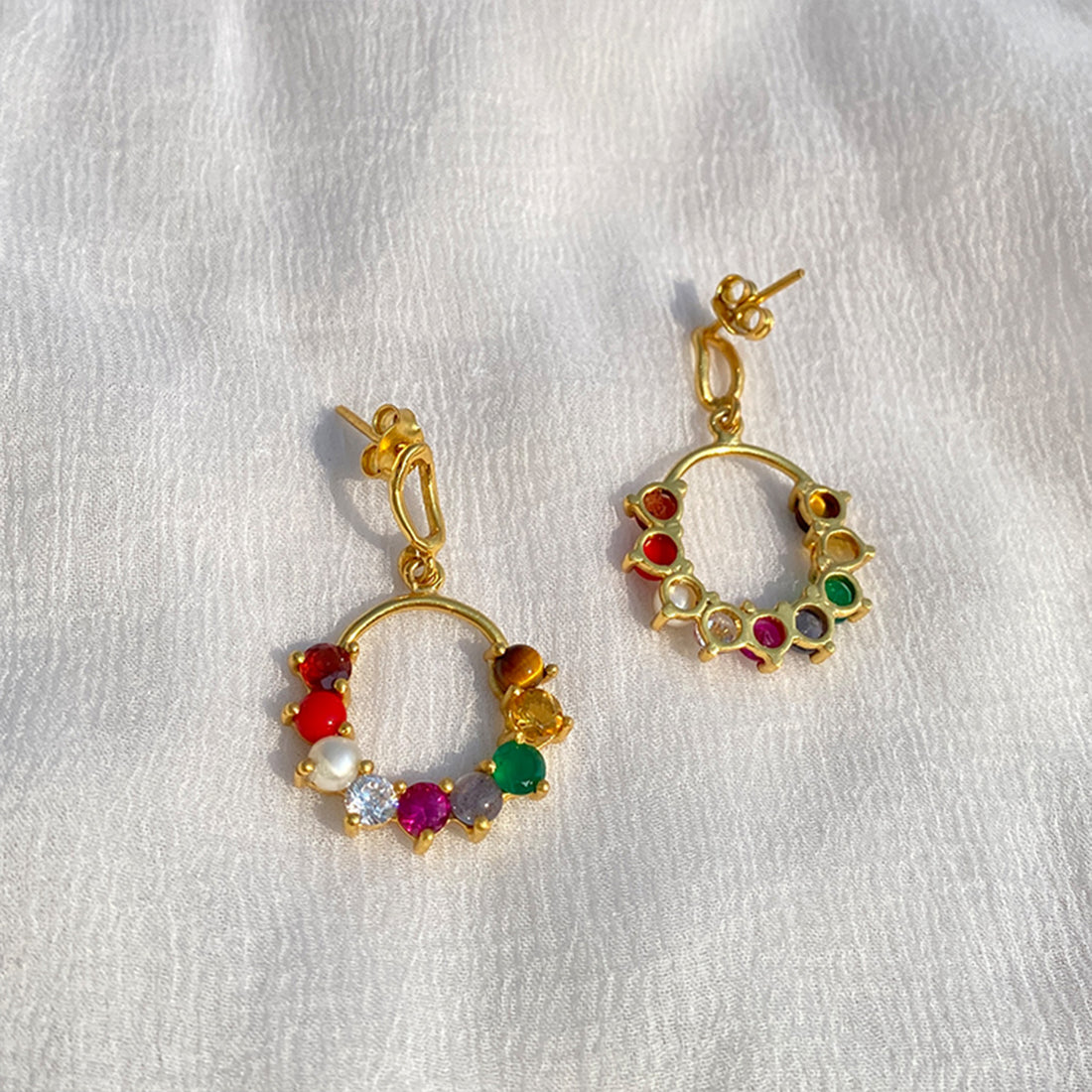 Navratna Dangler Earrings