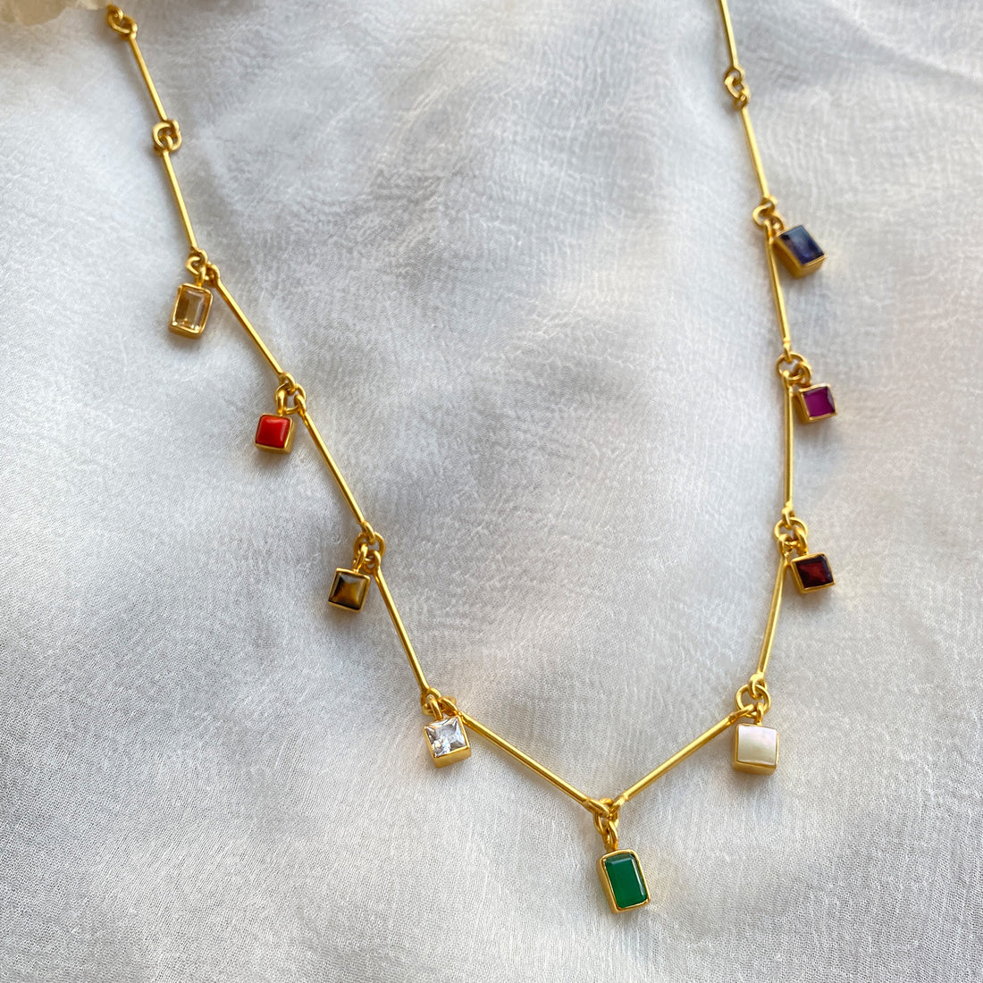 Navratna Bar Necklace