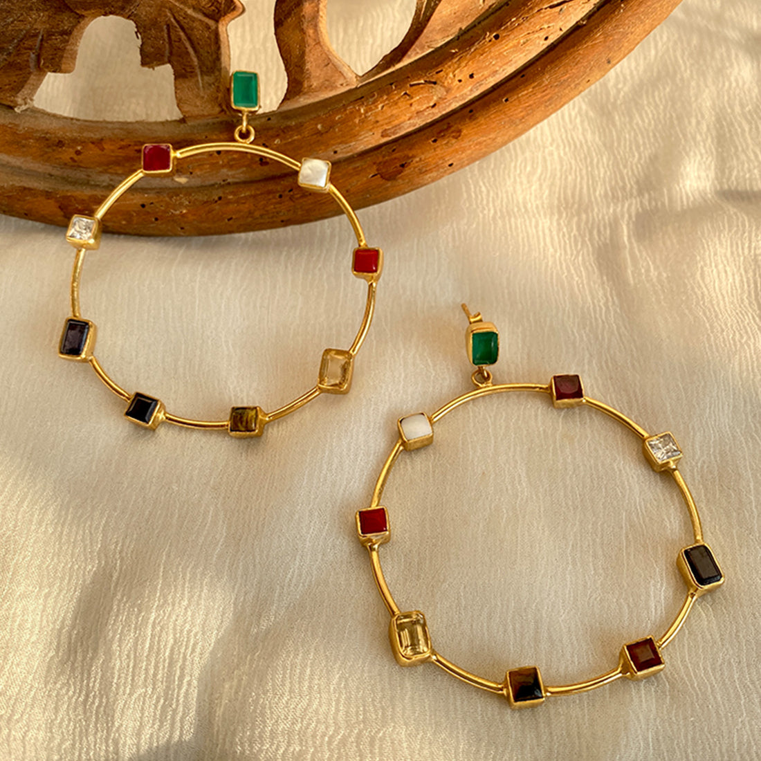 Navratna Hoop Earrings