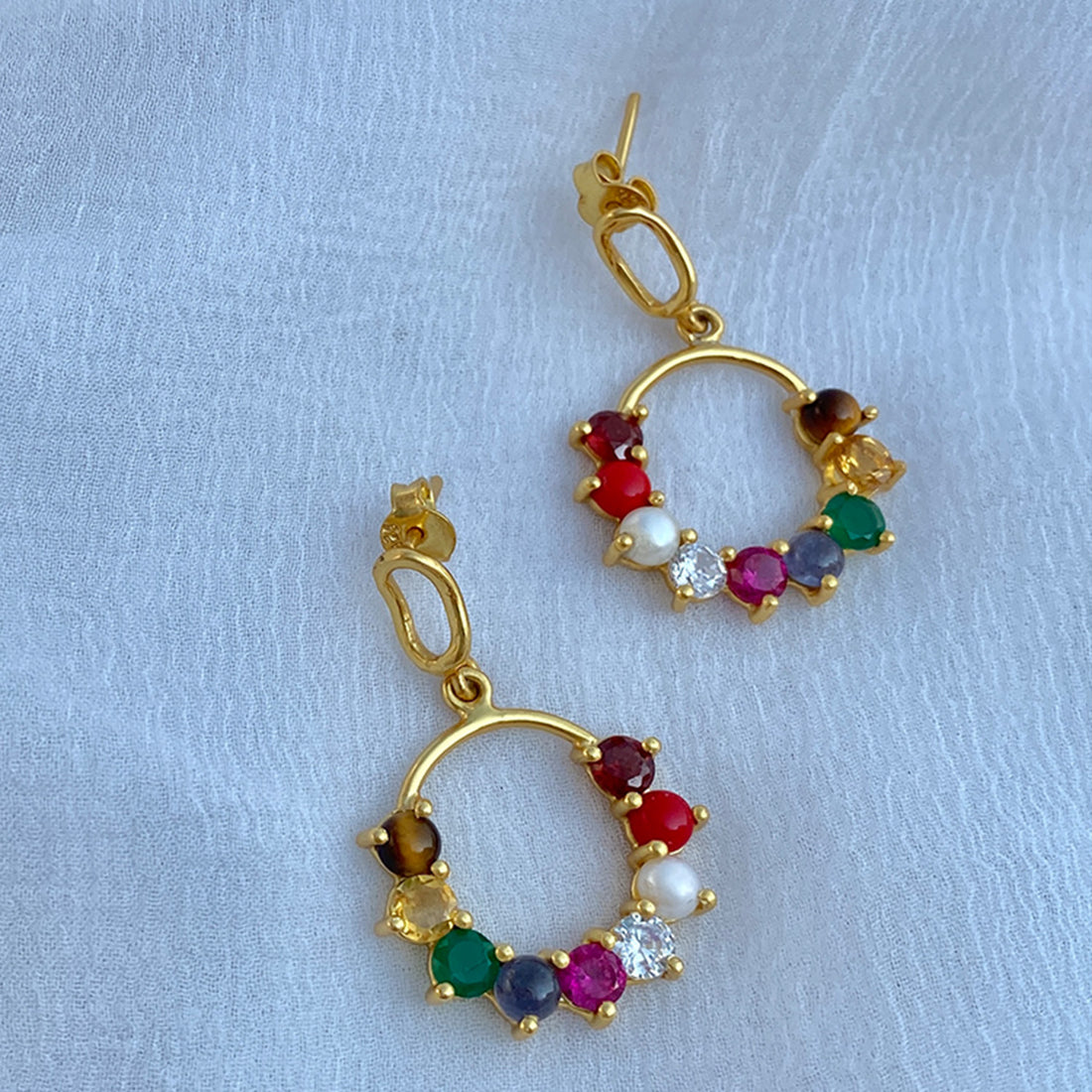 Navratna Dangler Earrings